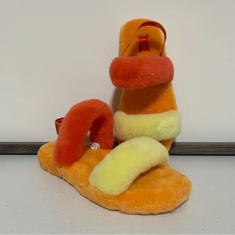 UGG Oh Yeah ‘Orange Red Yellow’ Slippers-Size 5 NWOT